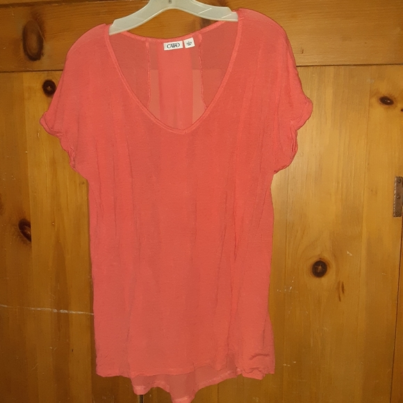 3/$13 Long Peach Top with See Through Back - Picture 2 of 6